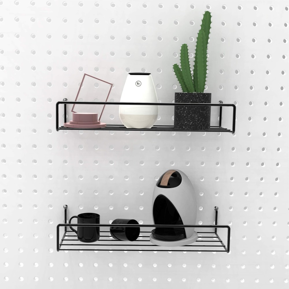 2PCS Pegboard Shelves Hooks for Tools Organizer Black Pegboard Accessories