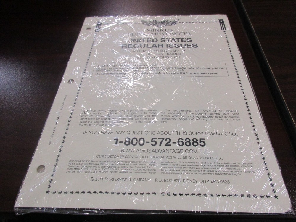"MINKUS" SUPPLEMENT NOTES U.S. REGULAR ISSUES #MUSR11  W/FREE SHIPPING!!!