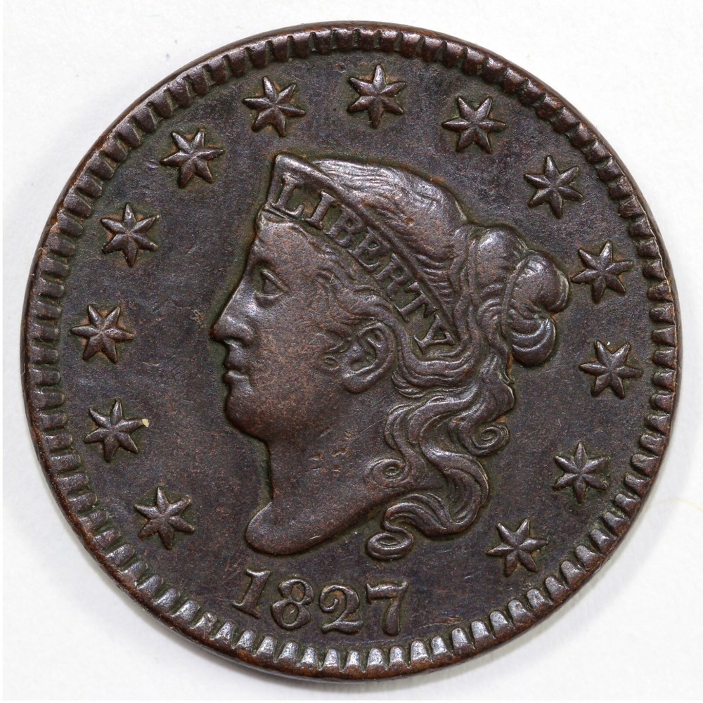 1827 1c Coronet or Matron Head Large Cent