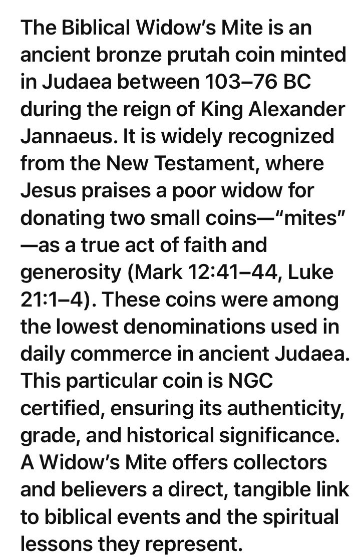 Biblical Widows Mite 103BC-76BC Judaea Prutah Genuine NGC Certified Ancient Coin