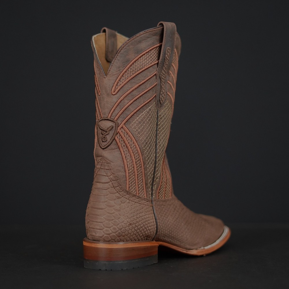 Men's Rodeo Python Print Western Boots by Rancho Botas with Square Toe