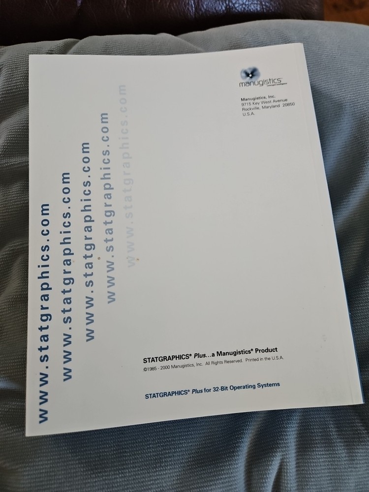 Statgraphics 5 plus manugistics Product statgraphics - Book / Manual - Only!