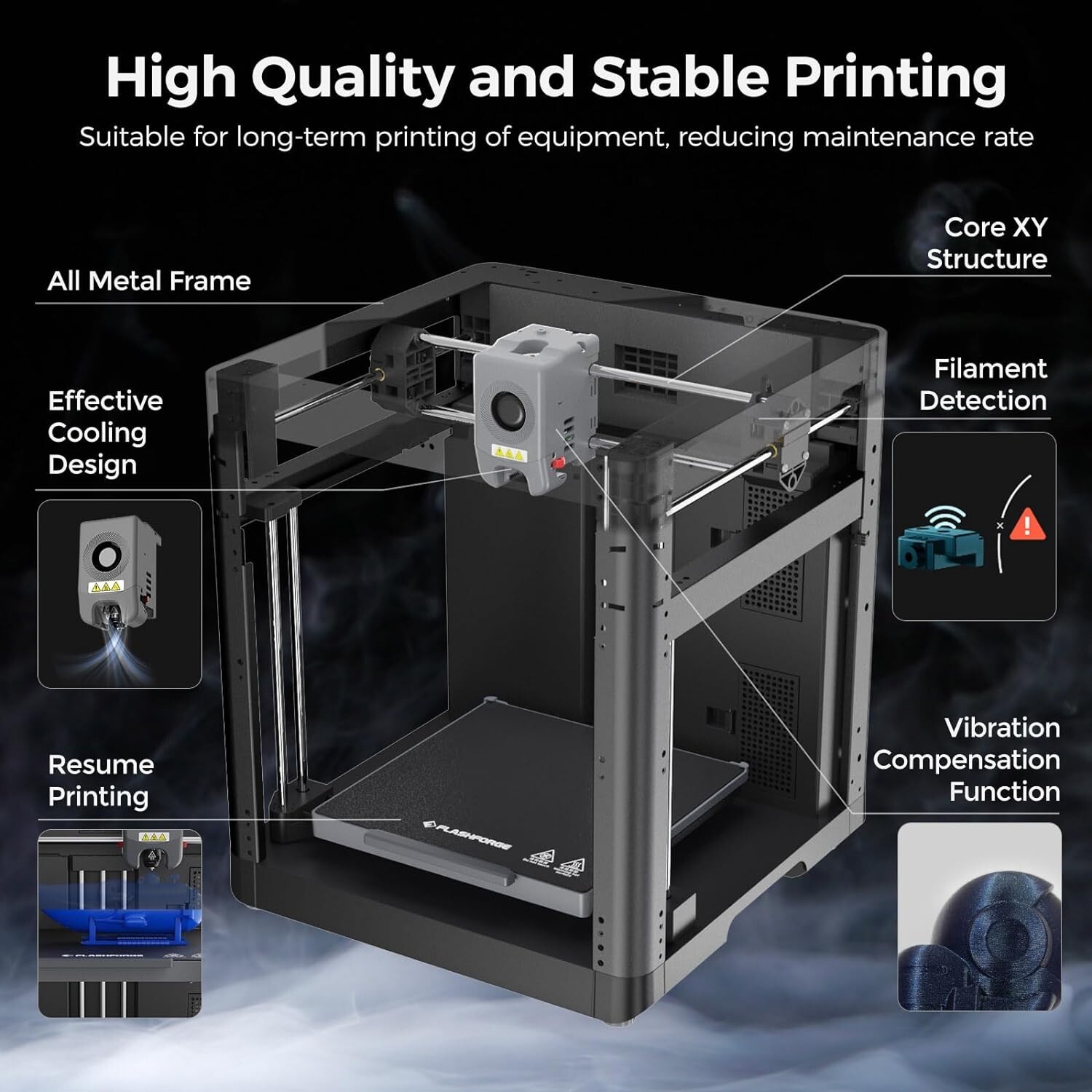 FLASHFORGE 3D Printer Adventurer 5M Core XY Fully Auto Leveling Max 600mm/s US