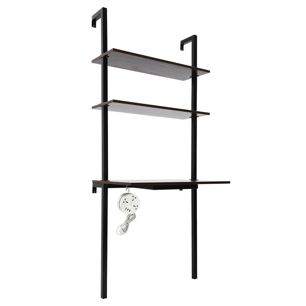 Wall Mount Writing Table Space-saving Desk With Storage Bookshelf Floating Shelf