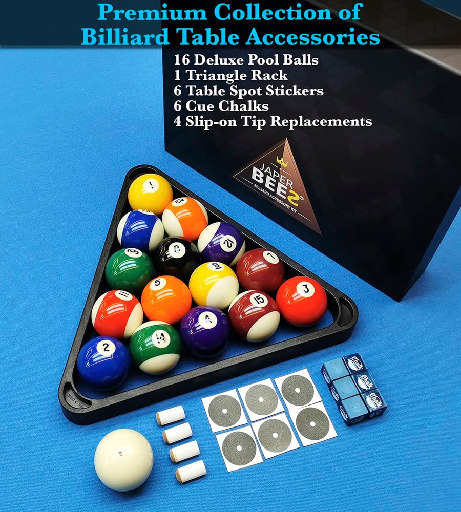 Billiard Pool Balls with Triangle Ball Rack Cue Chalks Pool Table Accessories