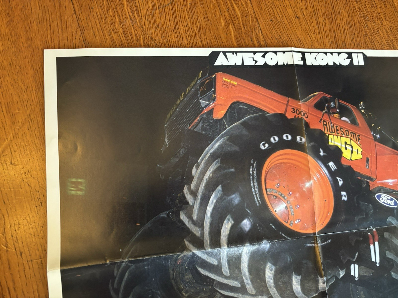 Awesome Kong II 1987 vintage mini fold out Poster monster truck C2761