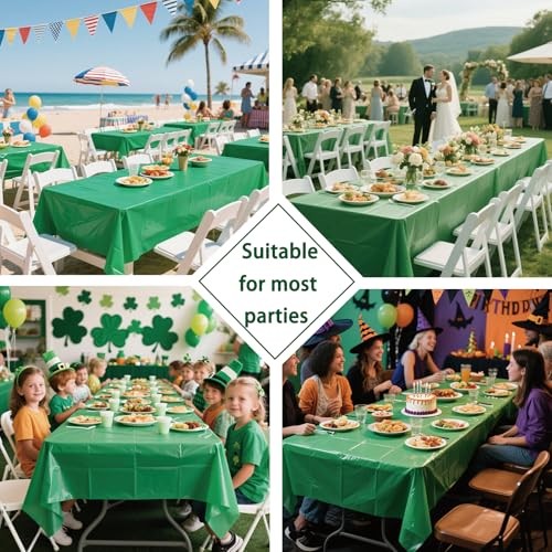 Green Plastic Table Cloth 2 Pack,54 X 108 Inch Rectangle-2 Pack D01 Green