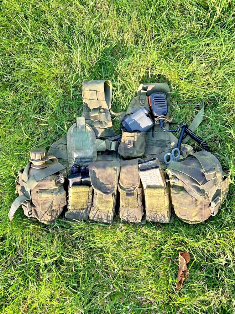 USGI ACU FLC Split Rig Vest, Full Load Out, Modified, Dyed Camouflage Green