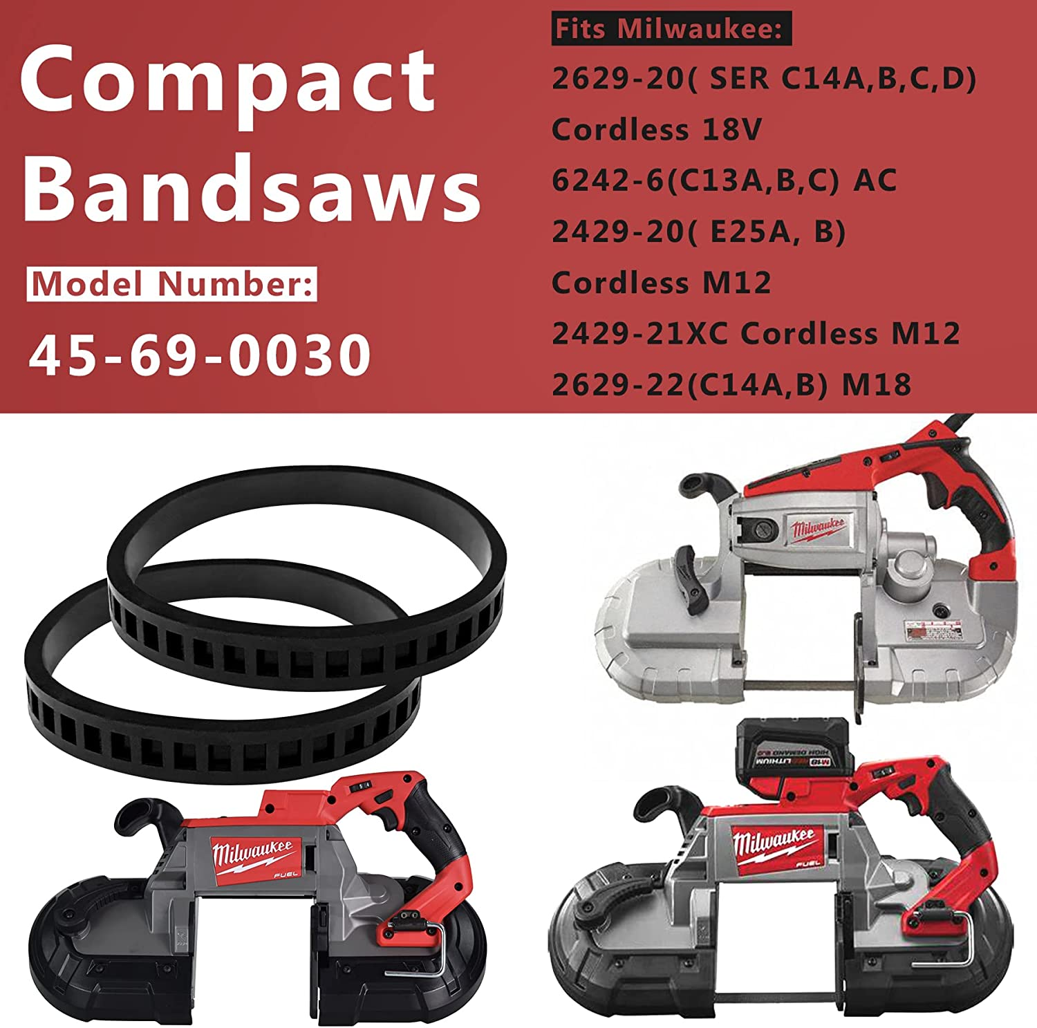 2 PACK 45-69-0030 Blade Pulley Tire Compact Band Saw for Milwaukee SHIPS FREE