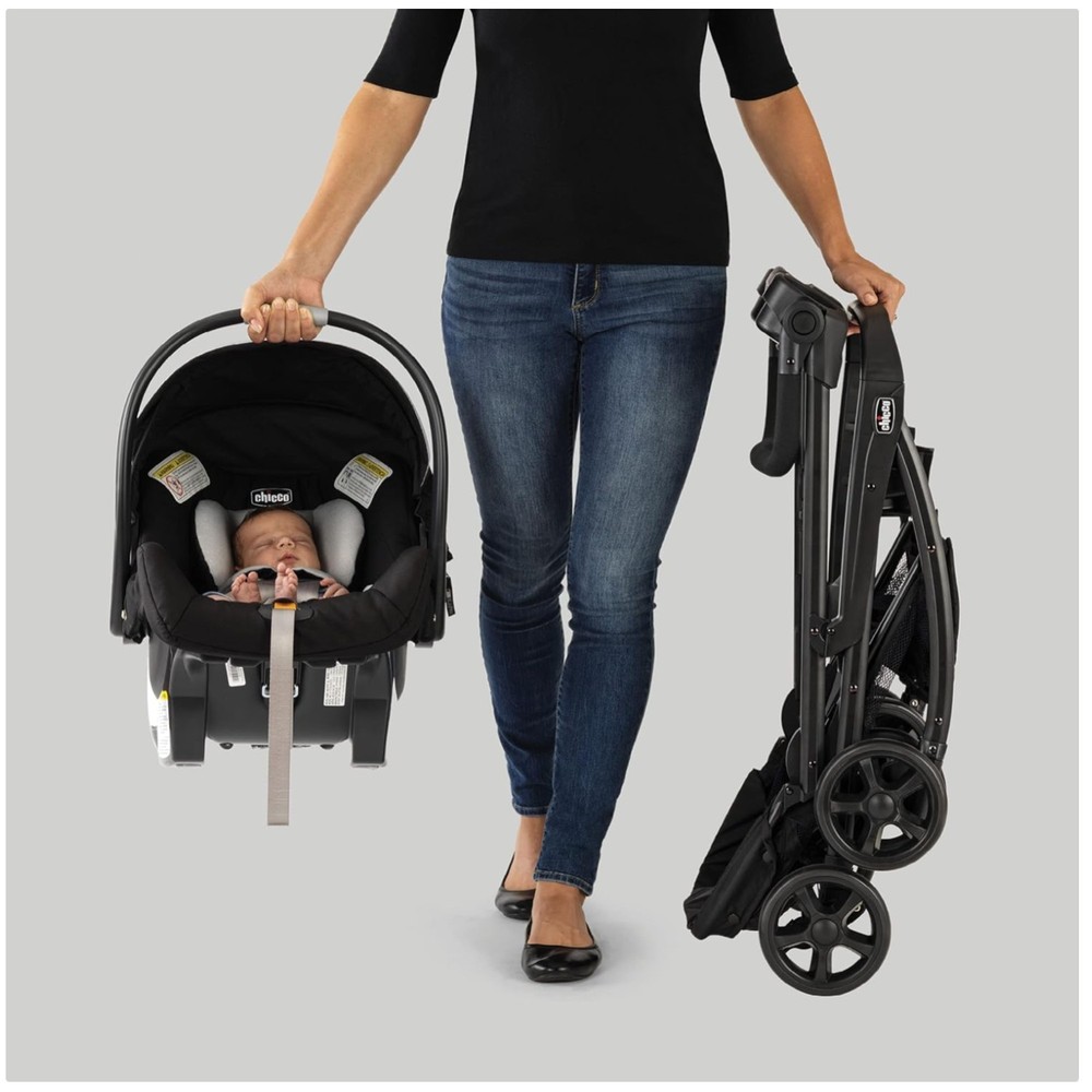 Versatile Black Frame Stroller for Infant Car Seats - Easy Storage & Smooth Ride
