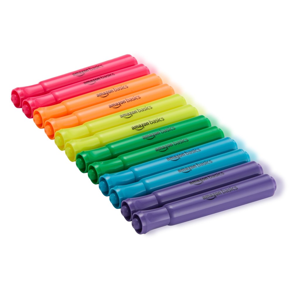 Amazon Basics Highlighters 12 Pack, Assorted 1 Count (Pack of 12),