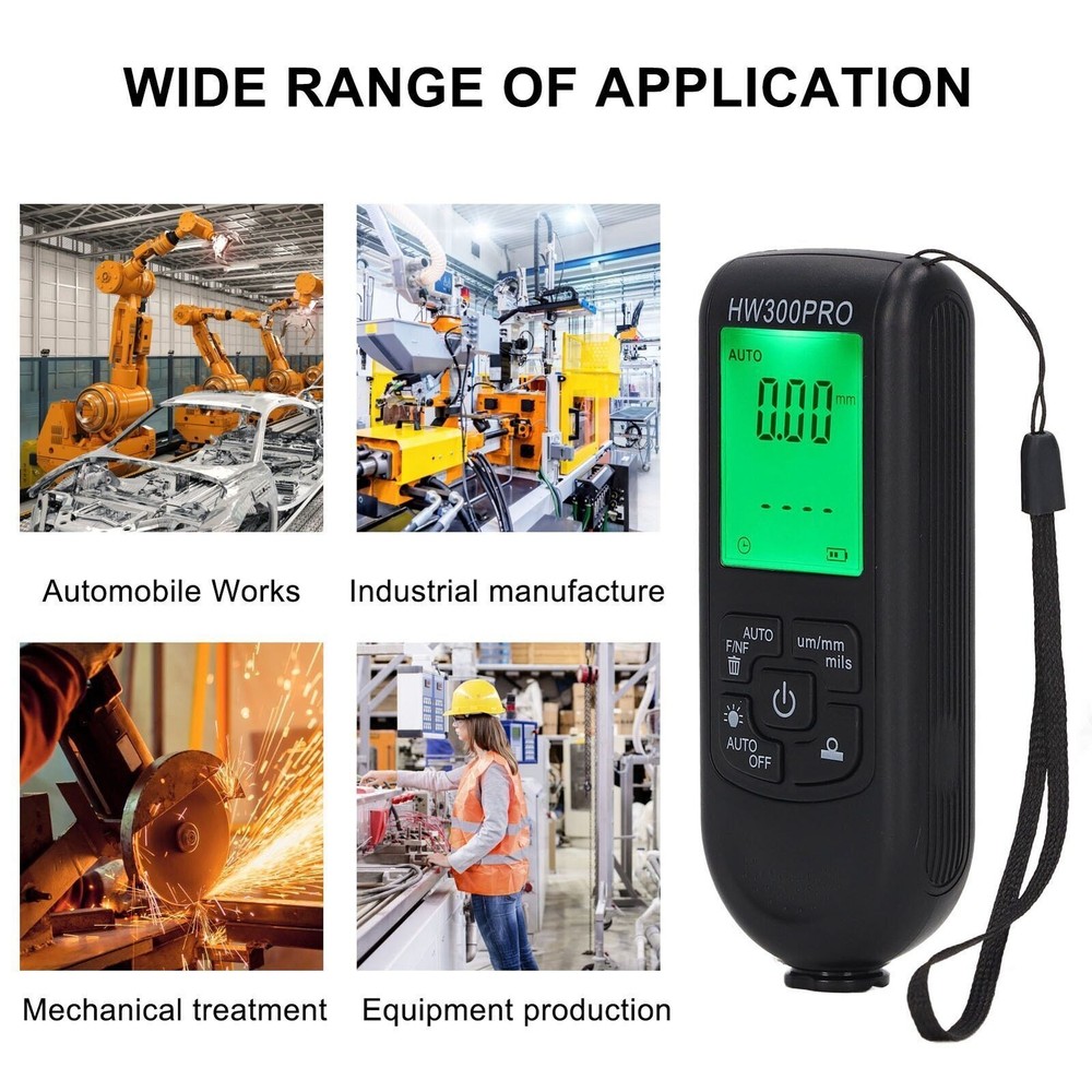 Digital Coating Thickness Gauge ABS with Portable Rope Automatic Shutdown Functi