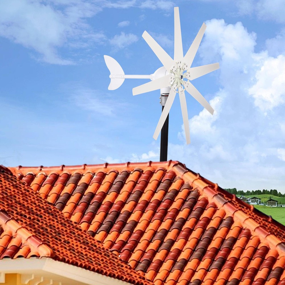 1200W Wind Turbine Generator Kit 8 Blades Windmill 24V Controller Quiet