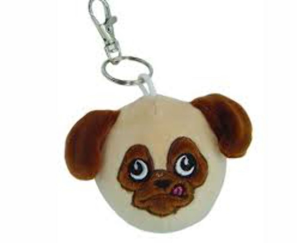 Pug Squeezy Bead Plush Ball Keyring