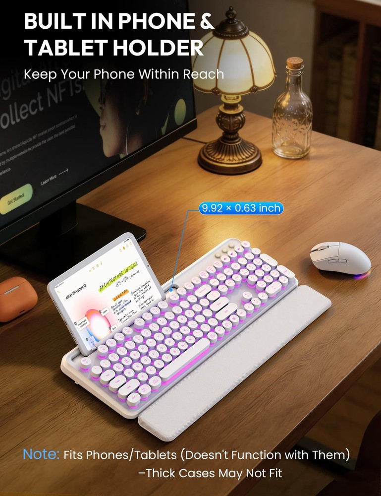 Wireless Keyboard and Mouse Combo Backlit Typewriter Keyboard with Magnetic ...