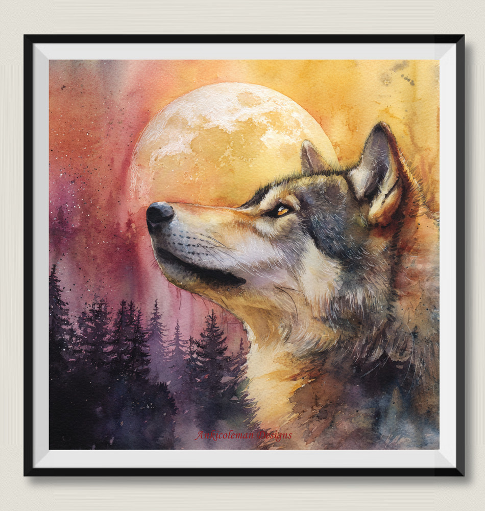 Moonlit Watcher 1 - DIY Chart Counted Cross Stitch Patterns Needlework DMC Color