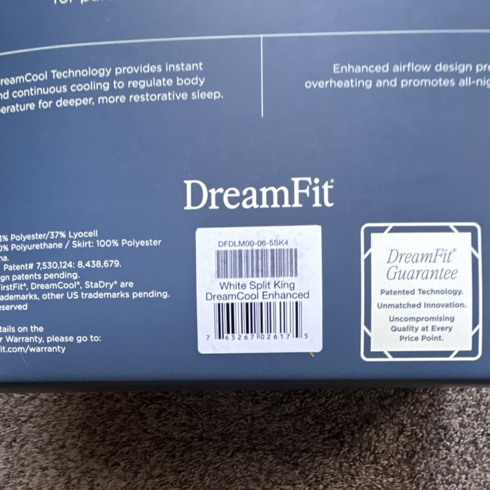DreamFit DreamCool Enhanced Cooling Mattress Protector Split King White