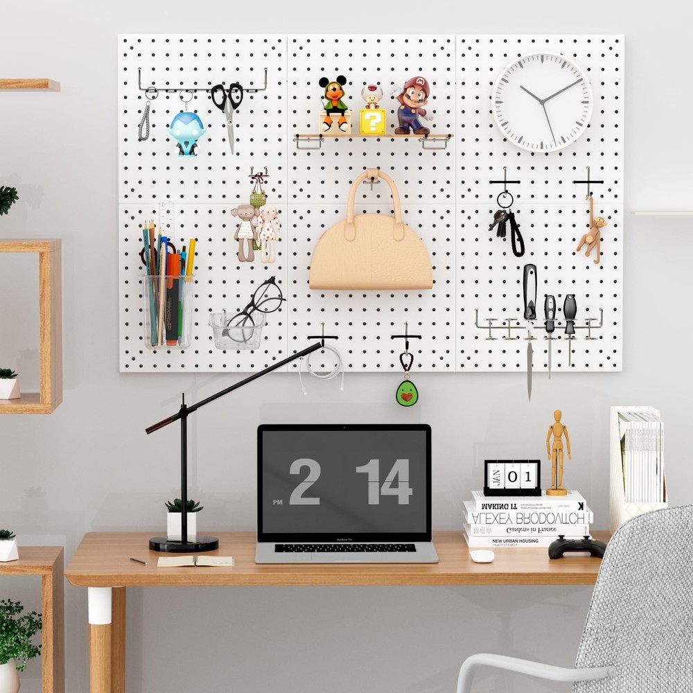 Peg Board Kit Accessory Hook Bin Wall Organizer Office Craft Display 129 White