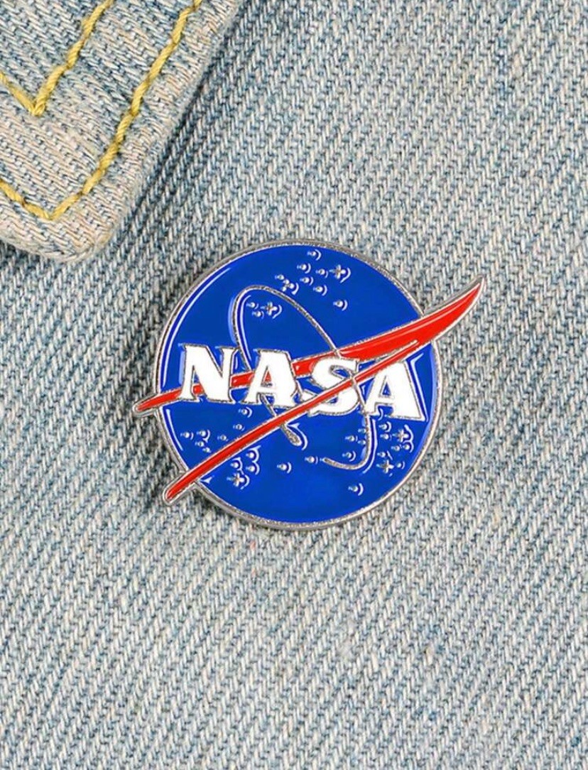 NASA Logo Lapel Pin Enamel Silver Tone