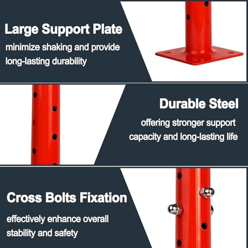 House Floor Jack, 17"-35" Adjustable Support Beam Basement Jack Post 2 Pack Red