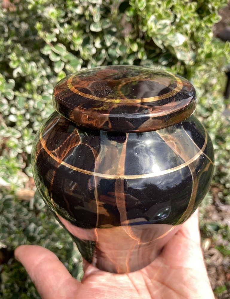Handmade Ceramic Cremation Urn in Ruby Red, small size for pet ashes, 50 ci