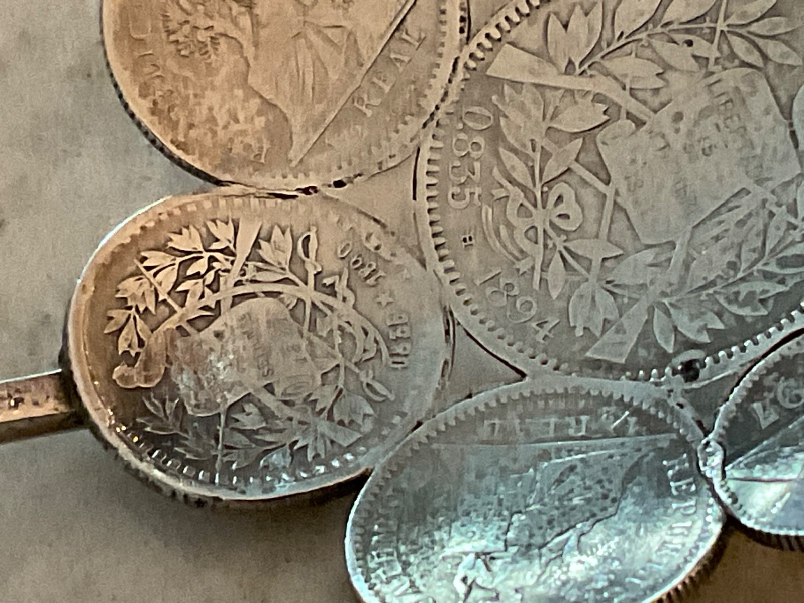 RARE ONE OF A KIND ANTIQUE GUATEMALAN SILVER COINS MADE INTO A SPOON