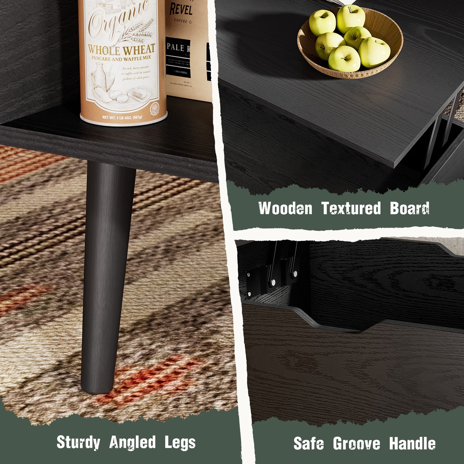 Lift Top Coffee Table for Living Room with Storage Shelf, Hidden Compartment