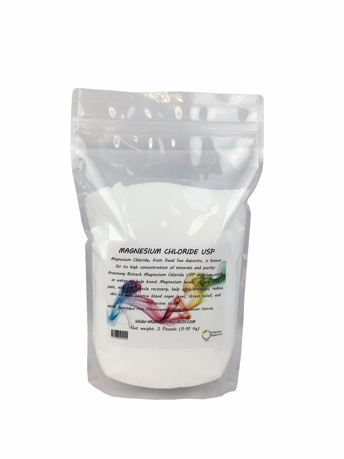 Magnesium Chloride Pharmaceutical Grade 100% Edible "Greenway Biotech" 2 Pounds