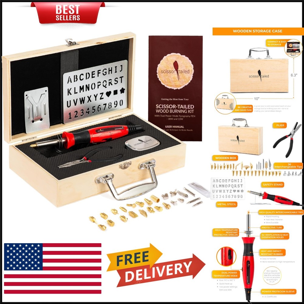 Creative Wood Burning Kit: 43PCS Tool Set with Guide Book & Interchangeable Tips