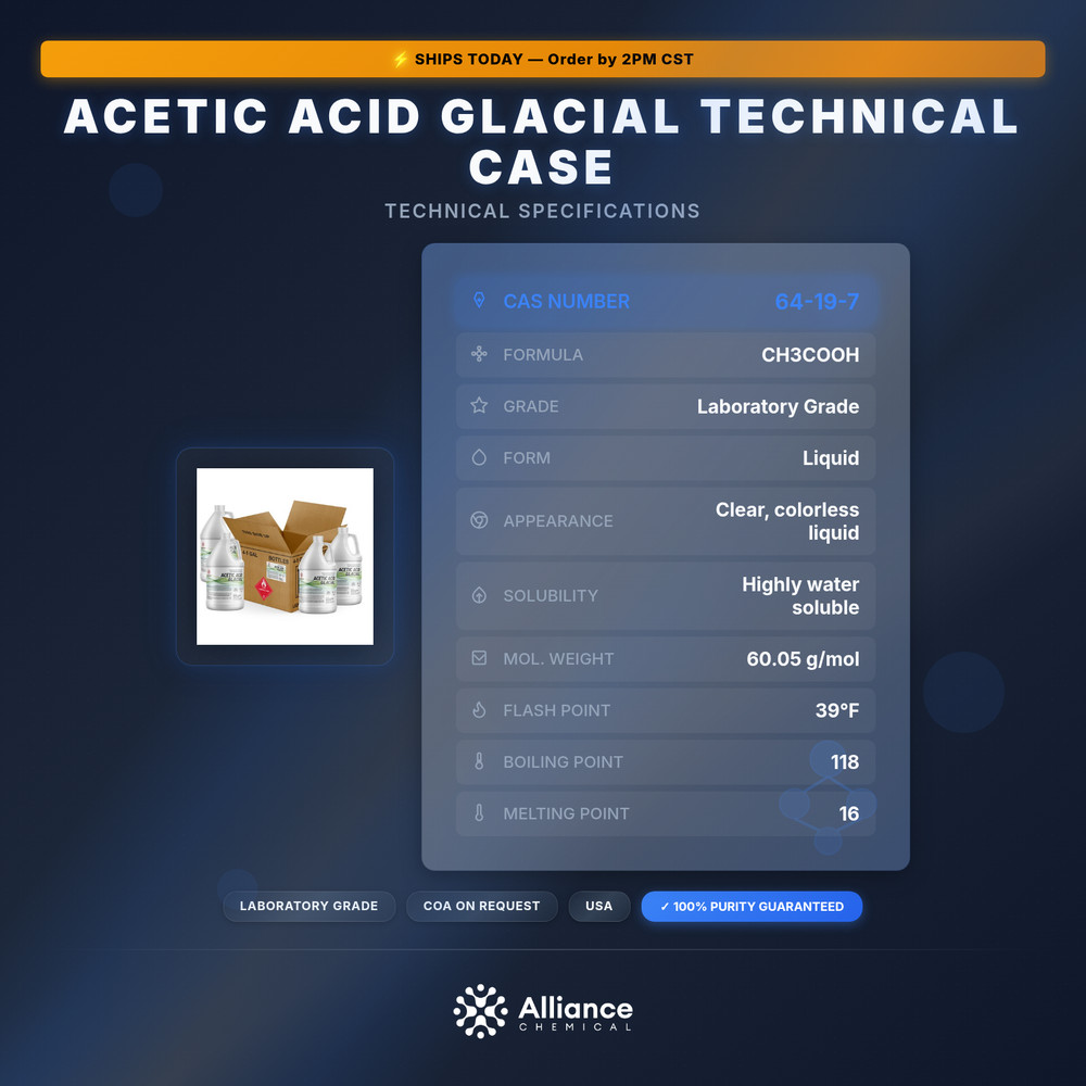 Acetic Acid Glacial Technical - 4 Gallon Case