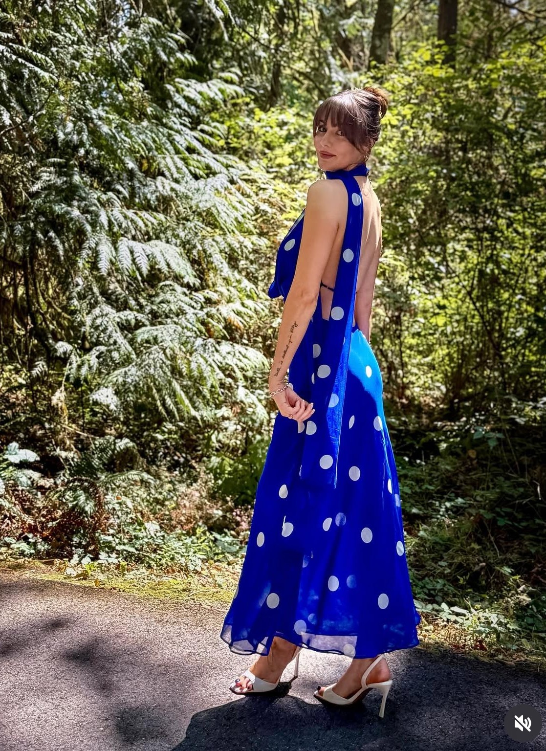 ZARA NEW FW25 PRINTED POLKA DOT MIDI DRESS Blue / White 8410/430_M,L