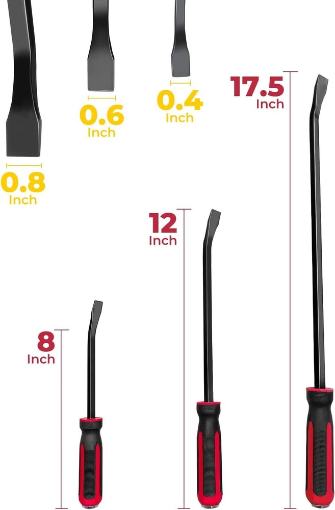 Pry Bar Set Strike Cap Handle Angled Tip Rust proof finish Machanic Tools prying