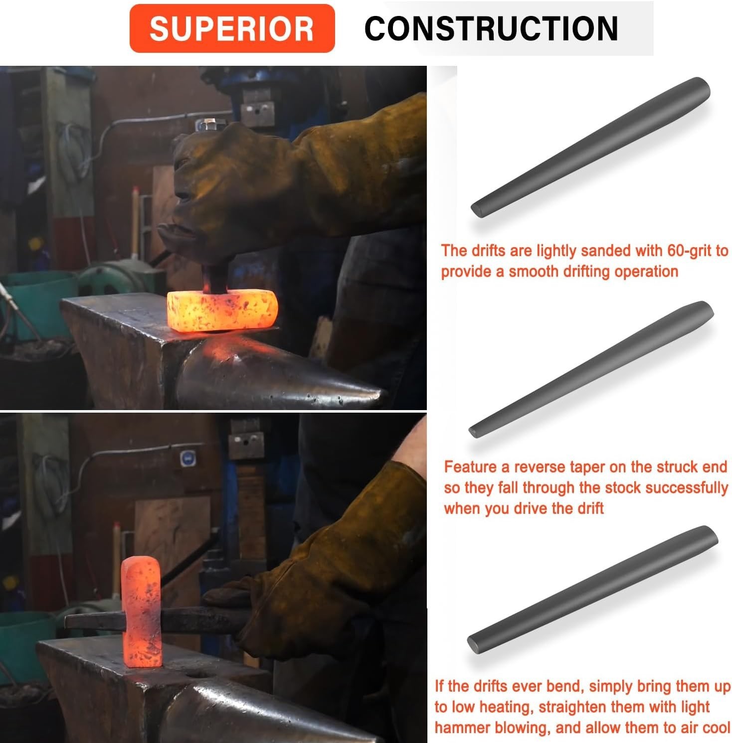 Blacksmith Drift Kit Hammer Eye Drift Tools Tool Set for Tomahawk Axe Forging