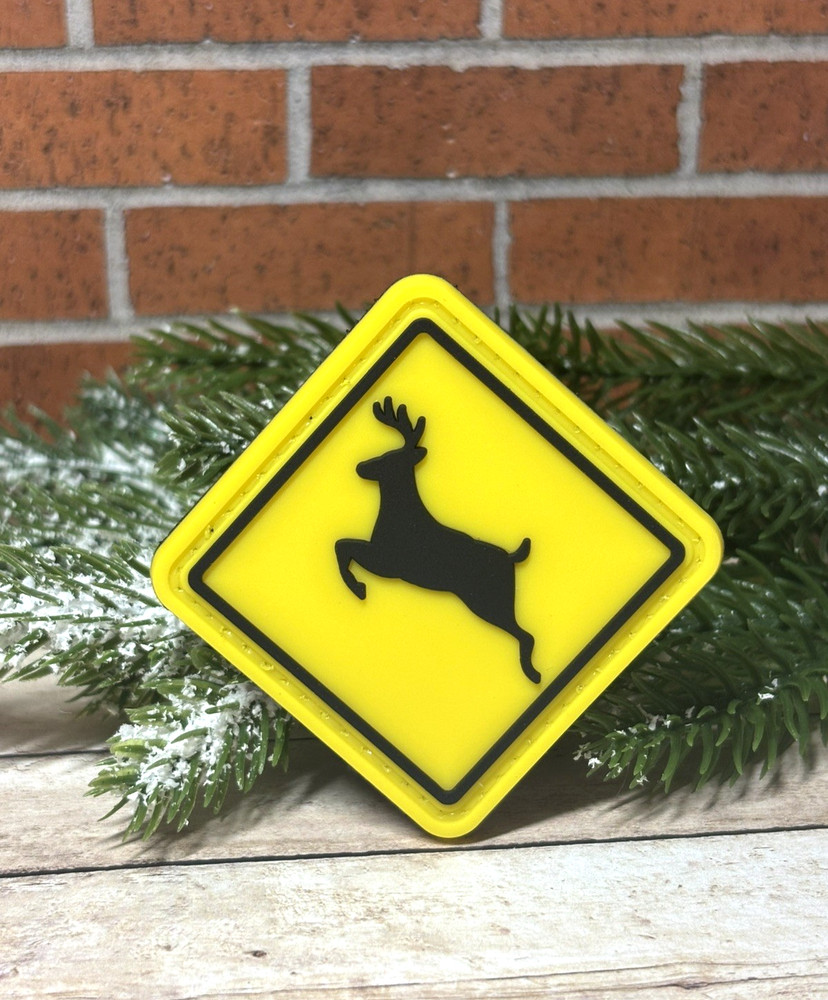 Deer PVC Patch - Tactical Morale Patch - Hunting Deer Crossing Patch - Hook Back