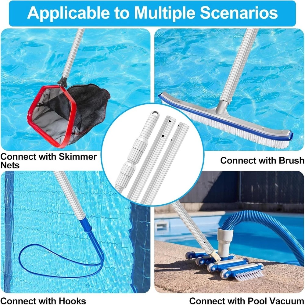 Versatile 16.5ft Telescopic Pool Pole - Fits All Accessories, Rust Resistant