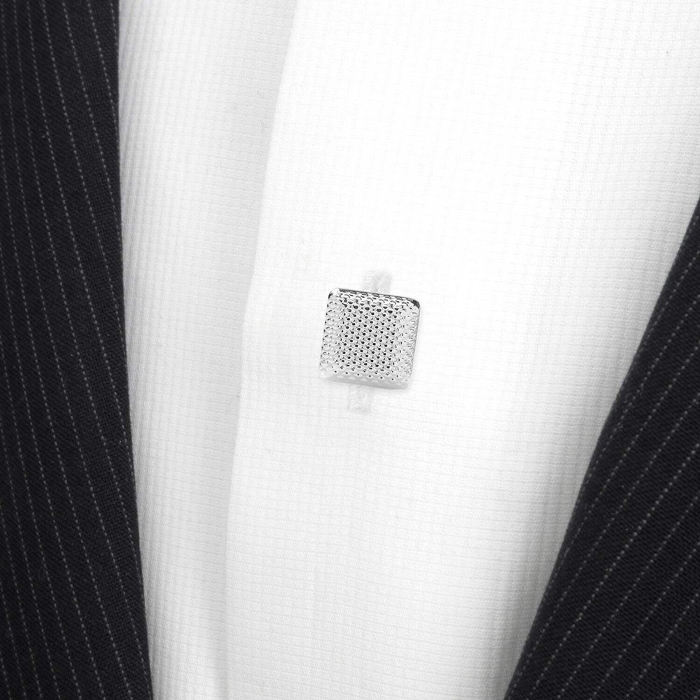 Silver Textured Square Studs