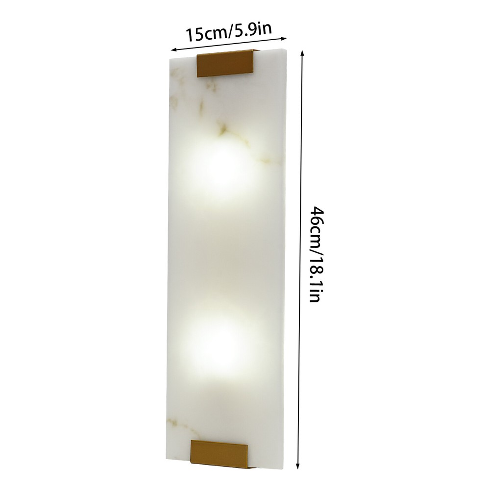 111V Rectangular Wall Lamp Hand-Carved Alabaster Sconce Home Lighting Decor US