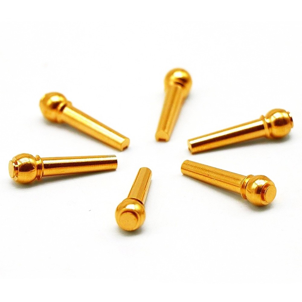 6Pack Acoustic Guitar Brass Bridge Fixed Pins Cone String Dot Solid String Nails