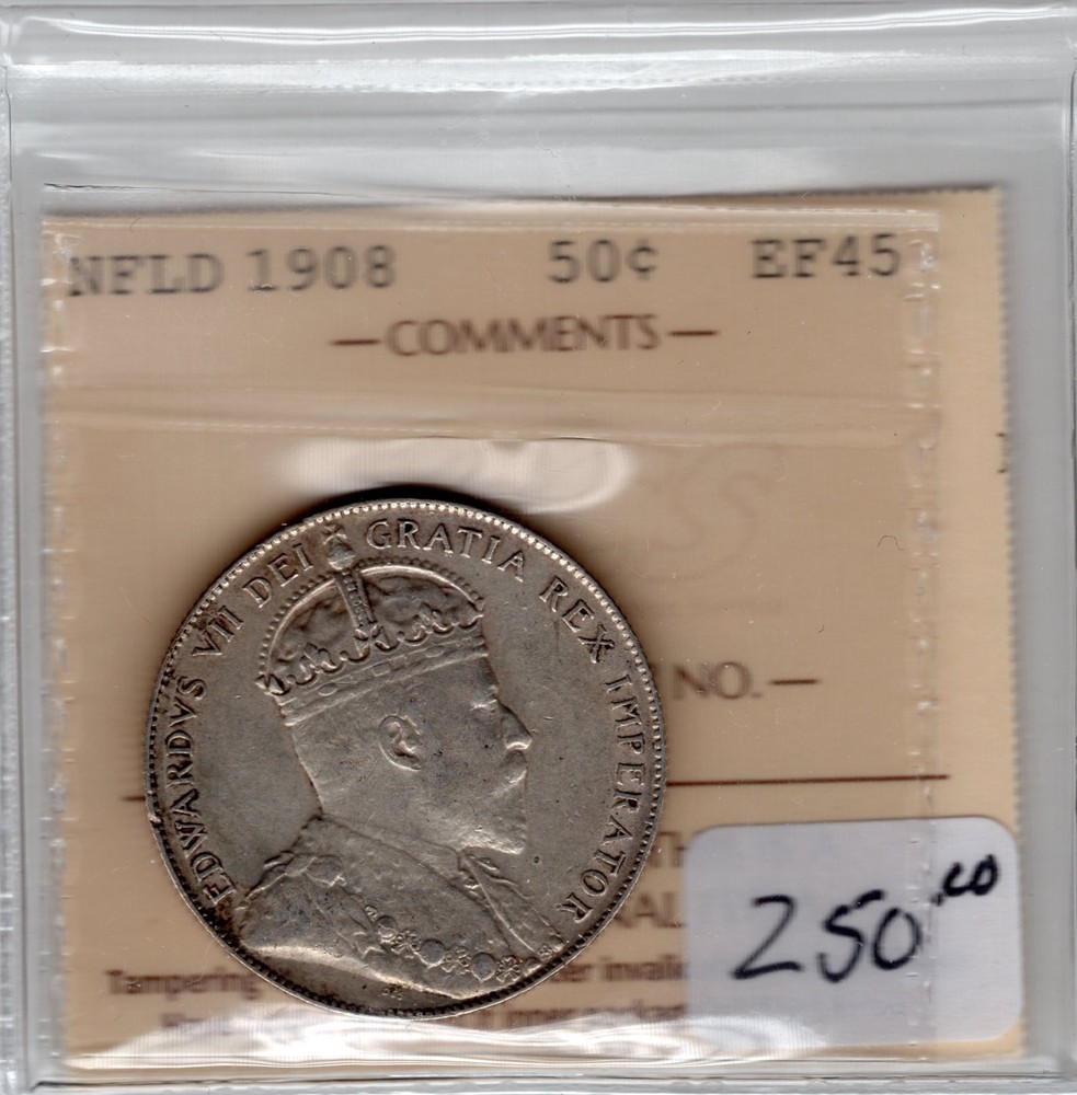 NFLD 1908  50 cent EF 45
