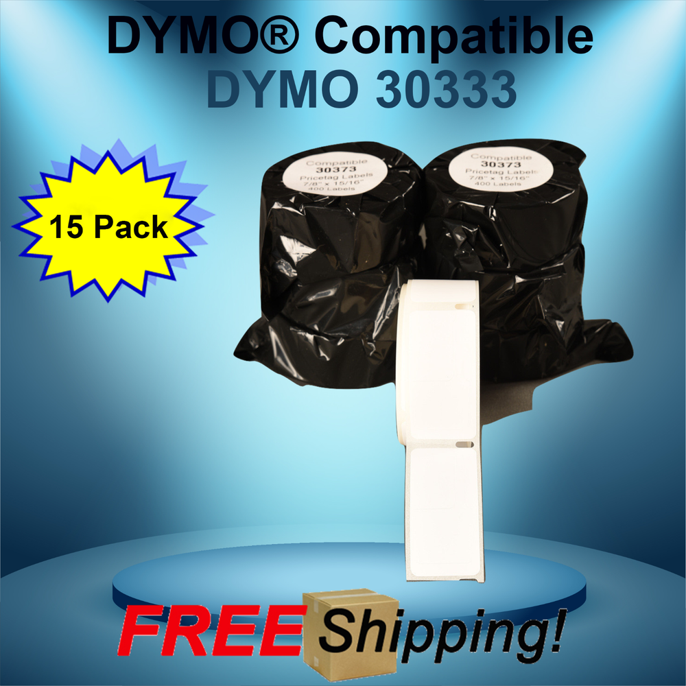 Dymo® Compatible 30333 White Rectangular Shaped Label 15 Rolls Jumbo 450 400 Duo