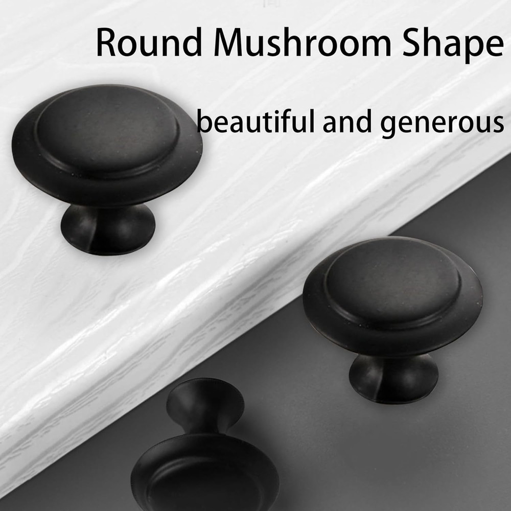 New 30 Pack Matte Black Kitchen Cabinet Knobs Round Drawer Pulls Stainless Steel