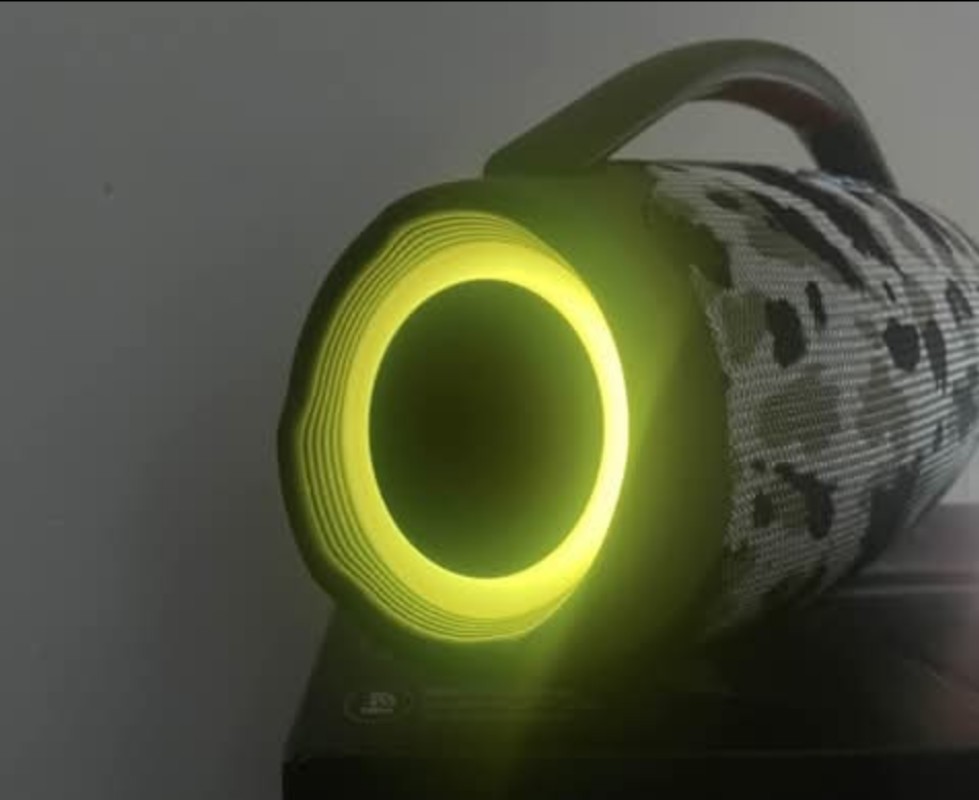 Camouflage Boombox with LED Lights, USB, Aux, MicroSD Input