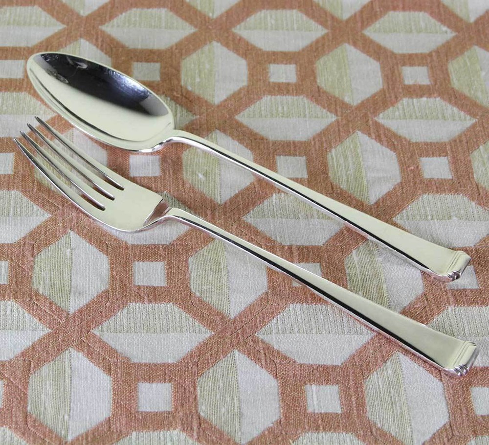 Silver Large Serving Spoon & Fork, Art Deco