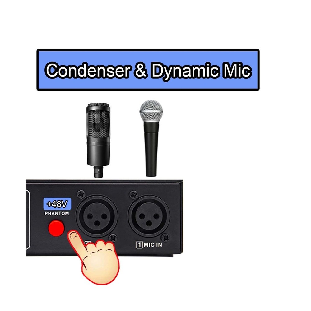 Microphone Preamp Mic Booster 4 Input Max 65db DI Box with 48V Phantom Power ...