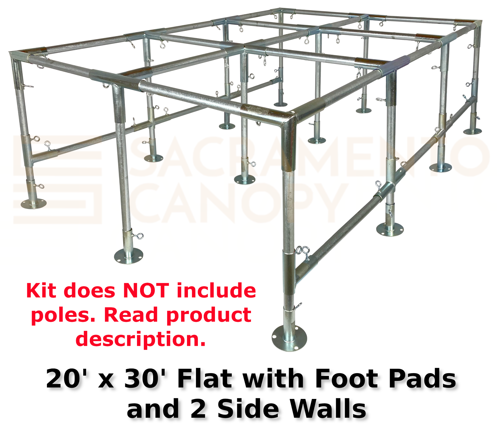 20' Wide Flat Roof Canopy Fittings Kits, DIY Metal 1" EMT Carport Frame Parts