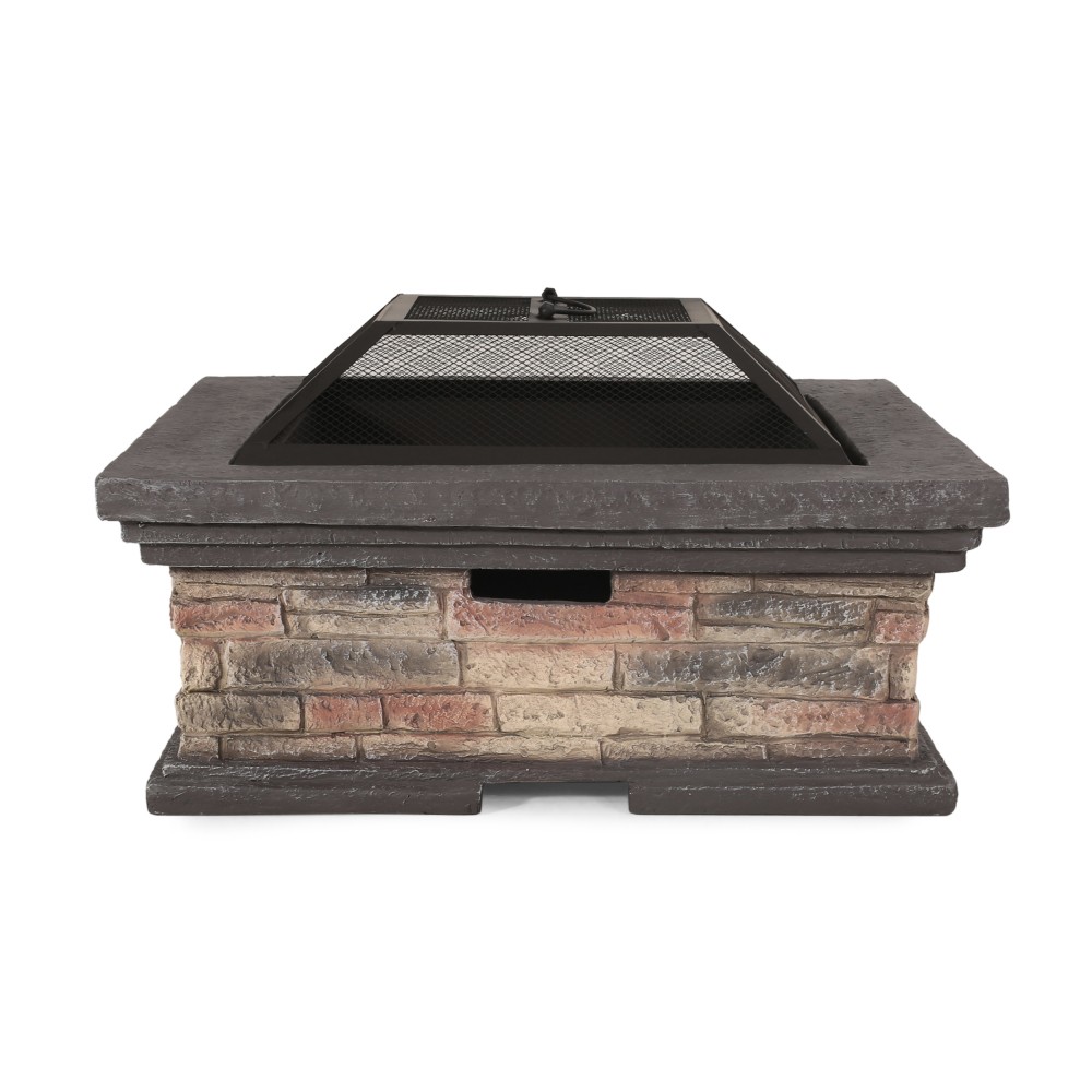 Square Wood-Burning Fire Pit with Protective Shield