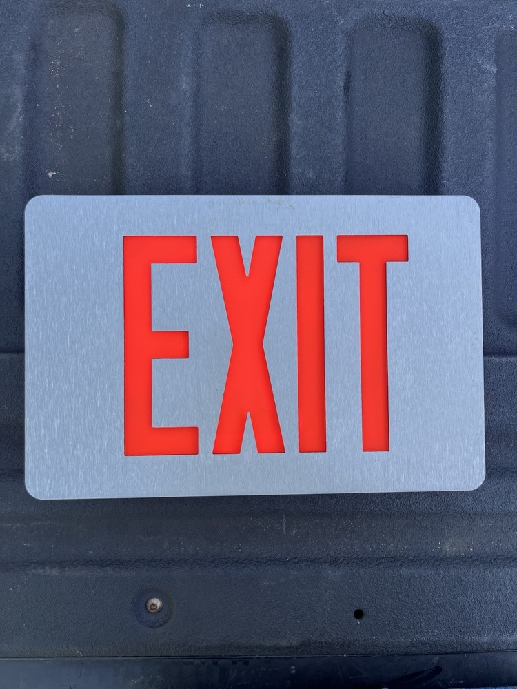 Cooper Sure Lites Brushed Aluminum Exit Sign with LED Light Emergency Exit