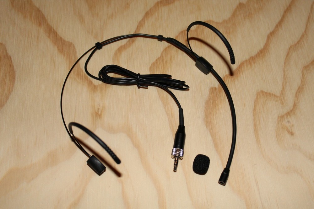 Black Double Earhook Headset Microphone for Sennheiser wireless Bodypack