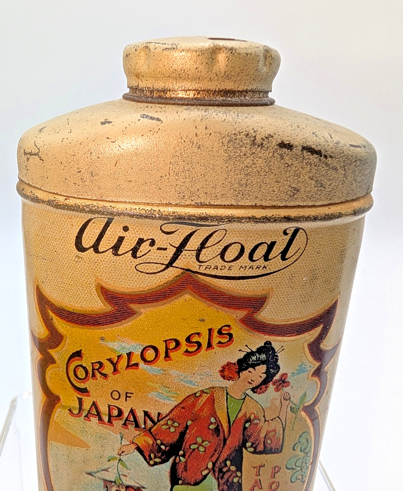 VTG AIR FLOAT CORYLOPSIS OF JAPAN TALC POWDER LITHO TIN CAN TALCUM CO.