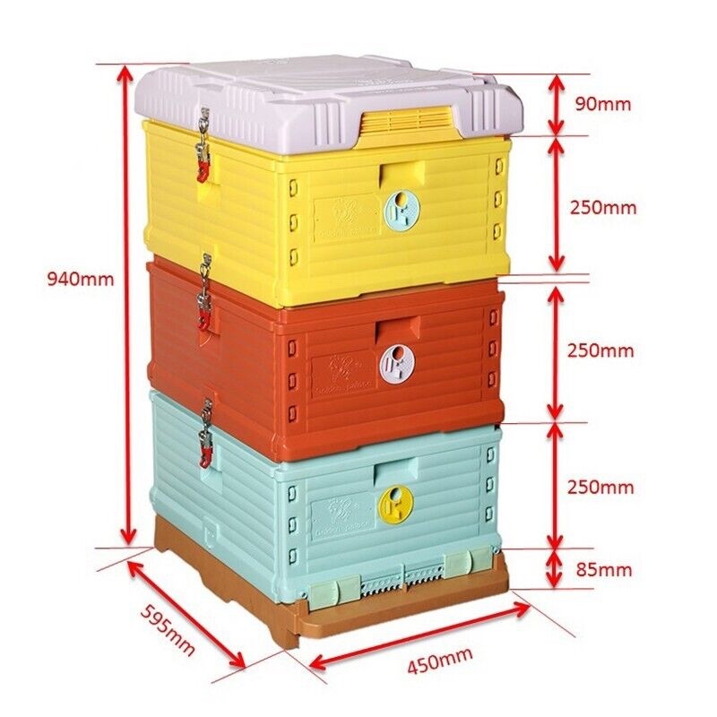 Beehive Insulated Plastic 10 Frame 3 Box 2x Brood 1x Honey Super Beekeeping